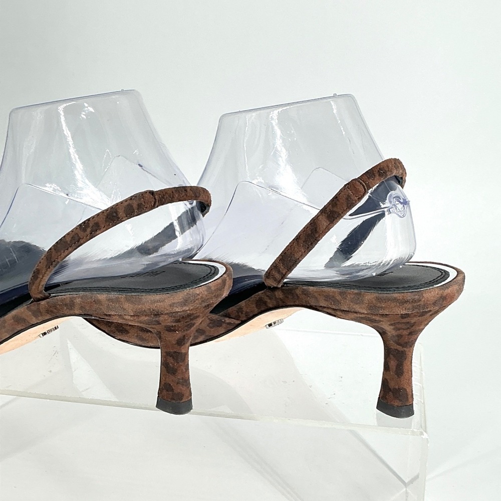 PAIGE Size 9.5 Leopard Print Suede Slingback Kitten Heels Pointed Toe Brown Aven - Picture 5 of 11